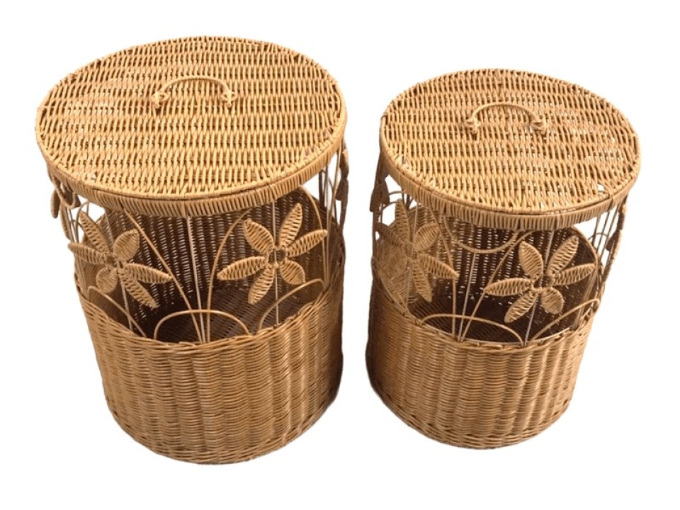 Top-tier Cylindrical PE Resin Laundry Hampers with Lids